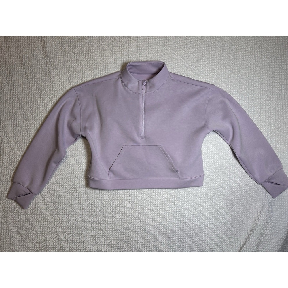 All In Motion Girls XL 14 Sandwash Half Zip Pullover Lavender Cropped